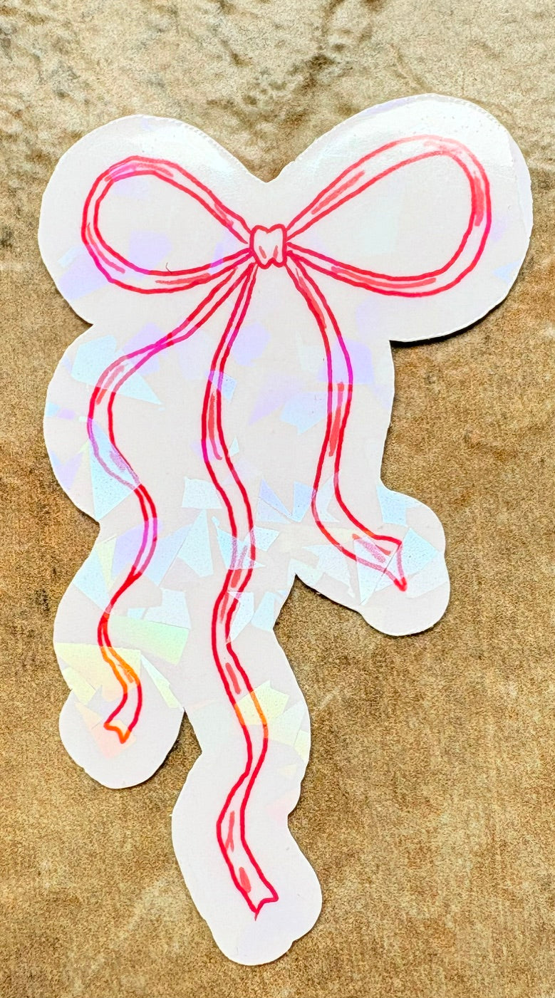 Holographic Cherry Bow Stickers