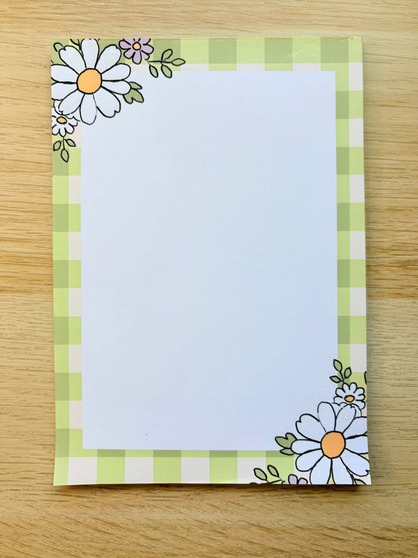 Summer Floral Gingham Notepad | 5 × 7, 30 Pages