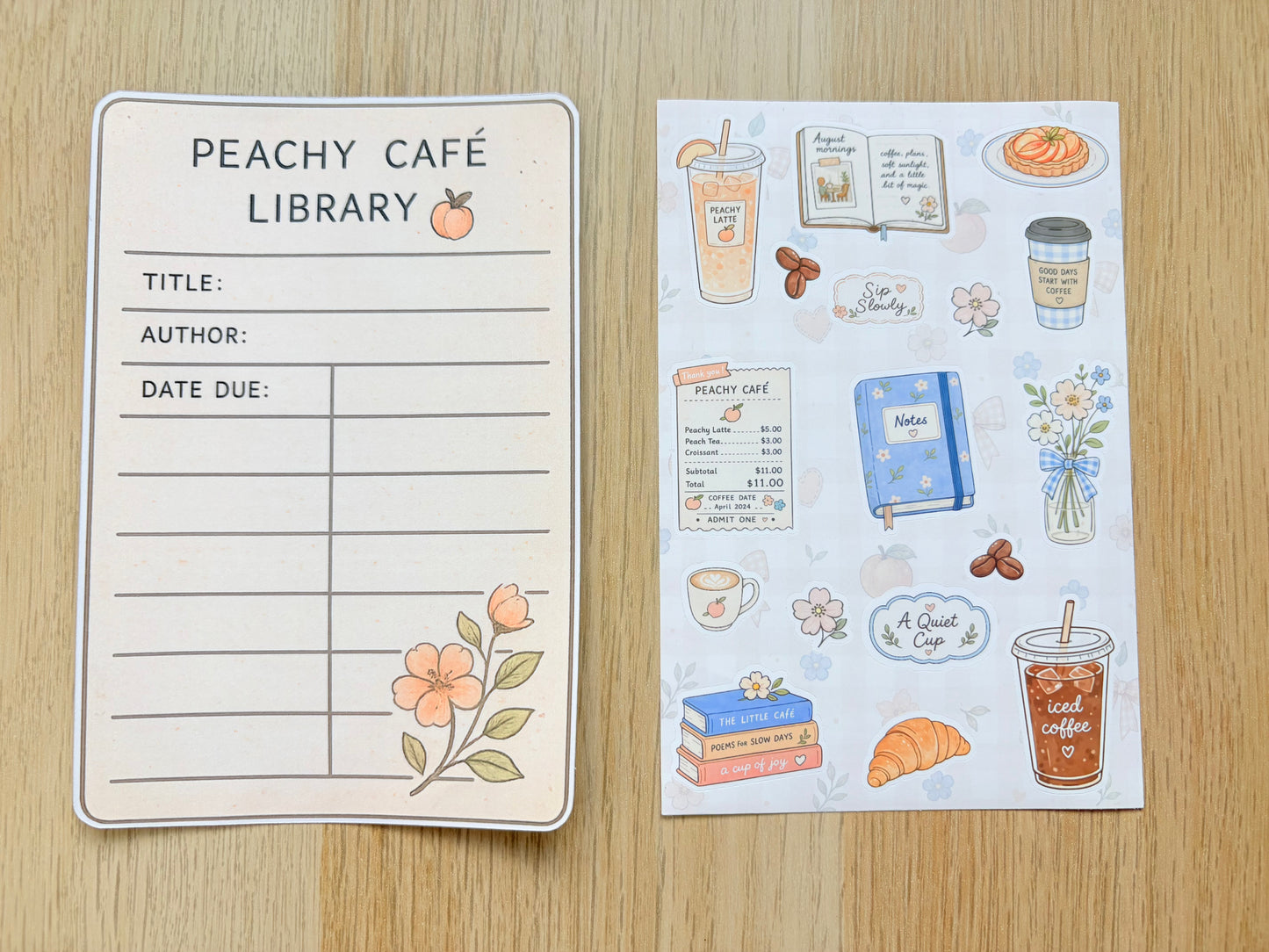 Peachy Cafe Morning Journaling Kit | Coffee Stickers
