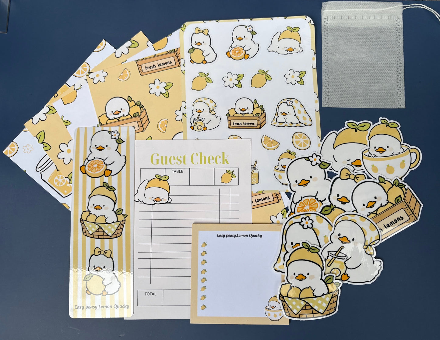 Lemon Ducks Journaling Kit – Papers, Stickers, Bookmark & Memo Pages
