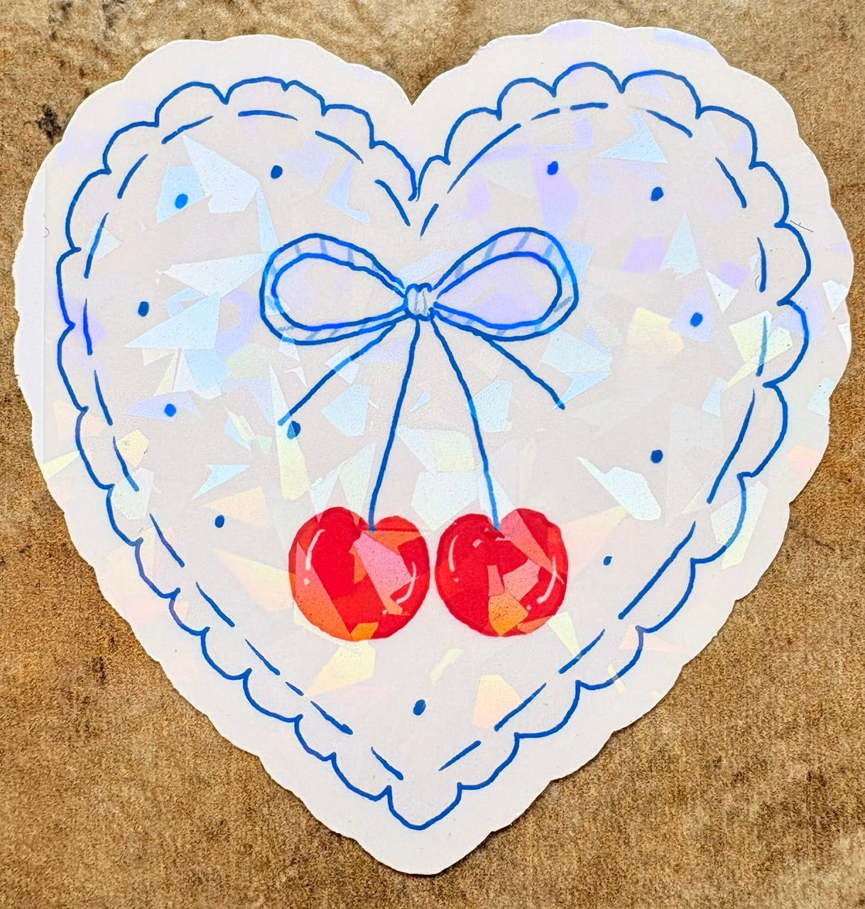 Holographic Cherry Bow Stickers