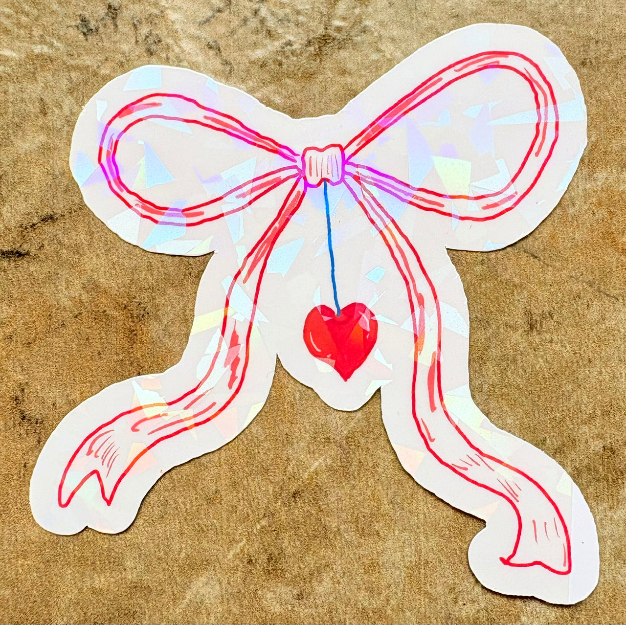 Holographic Cherry Bow Stickers