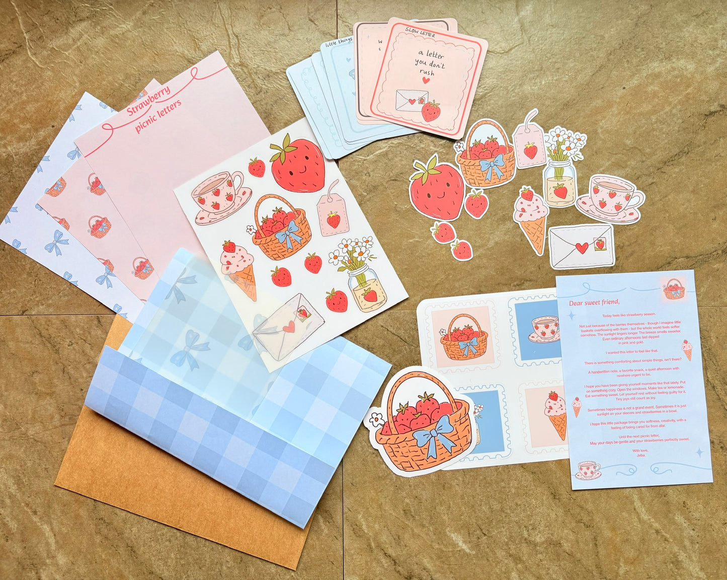Strawberry Letters Journaling Kit | Papers & Stickers