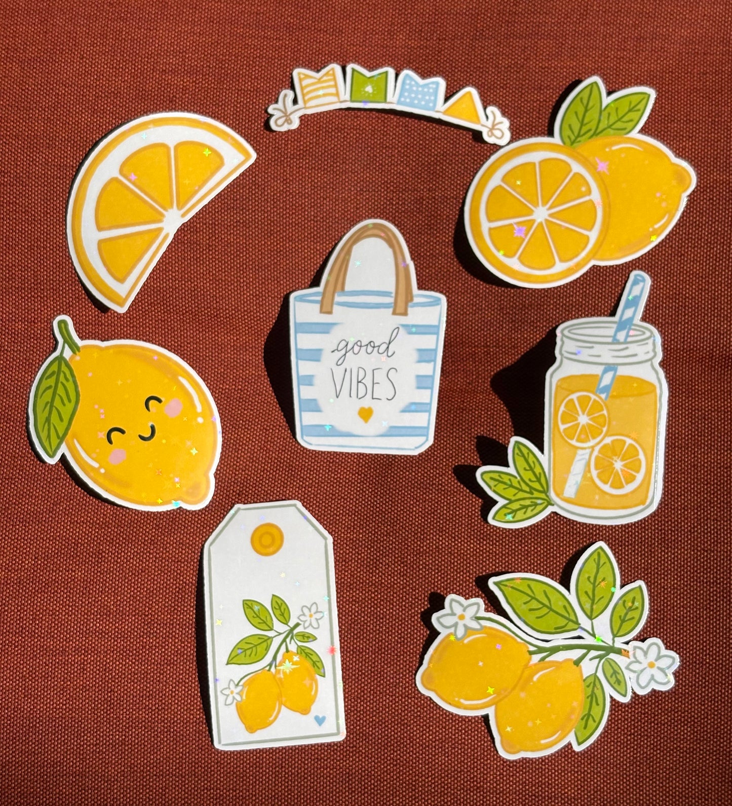 Whimsical Lemon Stickers | Laminated Matte Vinyl Stickers