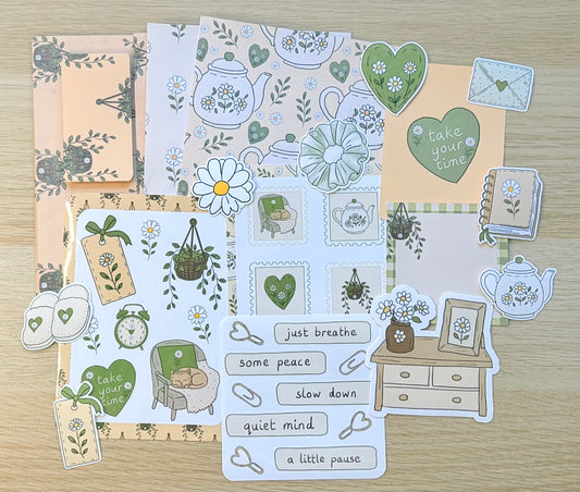 Slow Morning Notes Journaling Kit | Papers, Stickers & Memo Pages