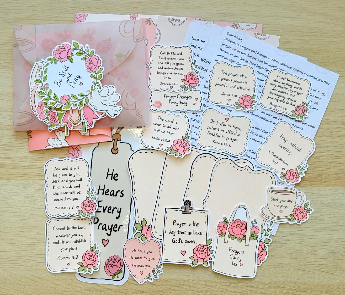 Prayers and Peonies Christian Journaling Kit | Faith Gift