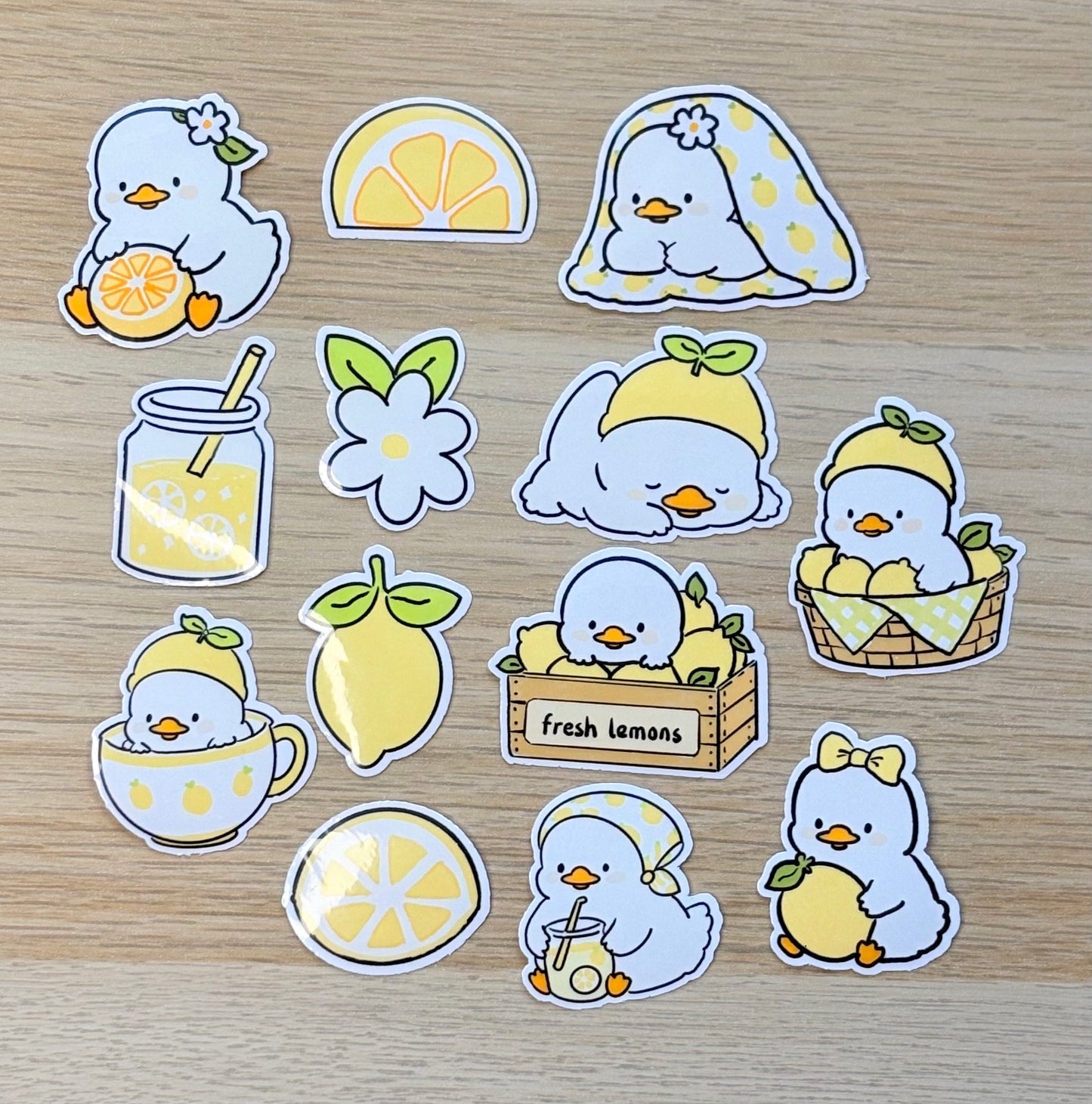 Lemon Ducks Vinyl Stickers | Hand-Drawn Duck Stickers