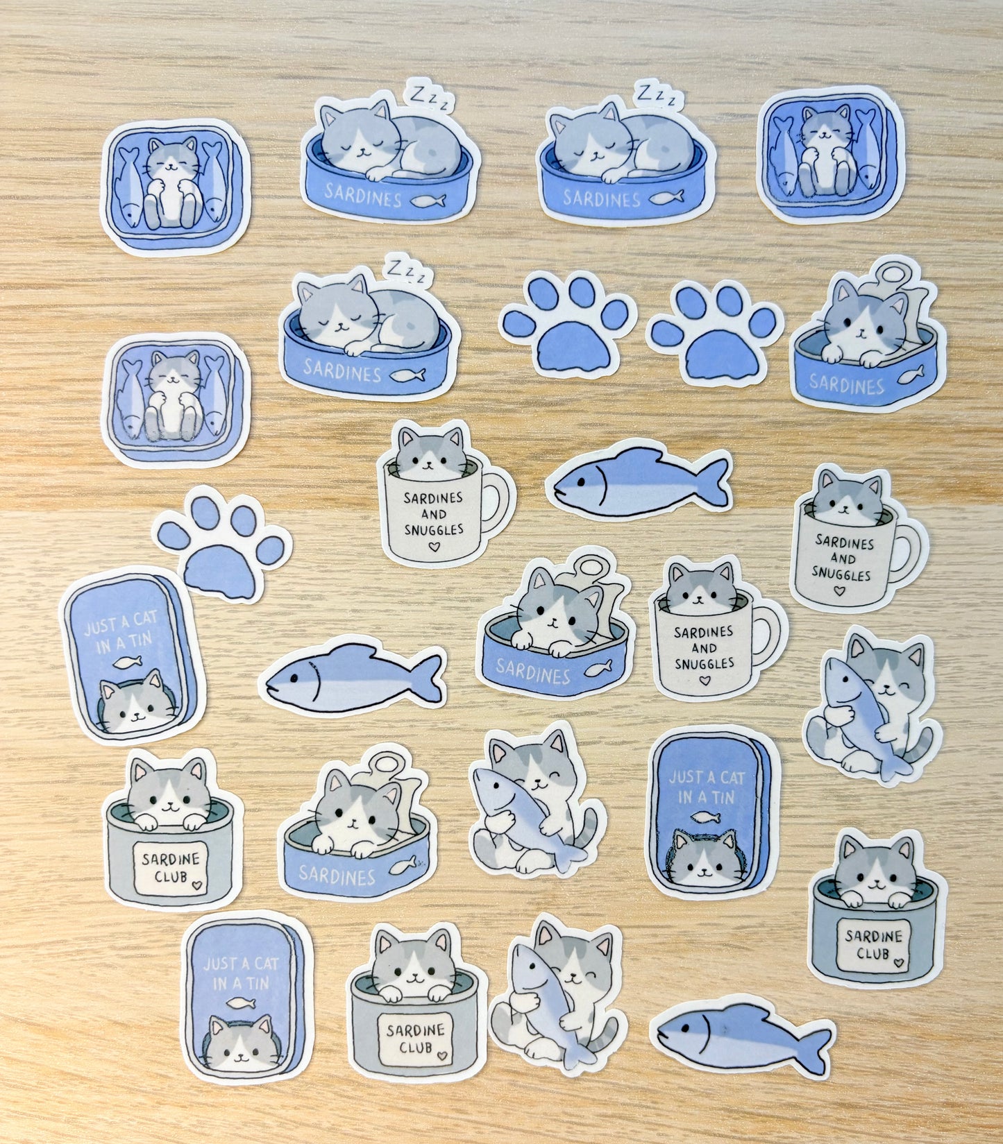 Sardines Cat Journaling Kit | Stickers, Papers & Bookmark