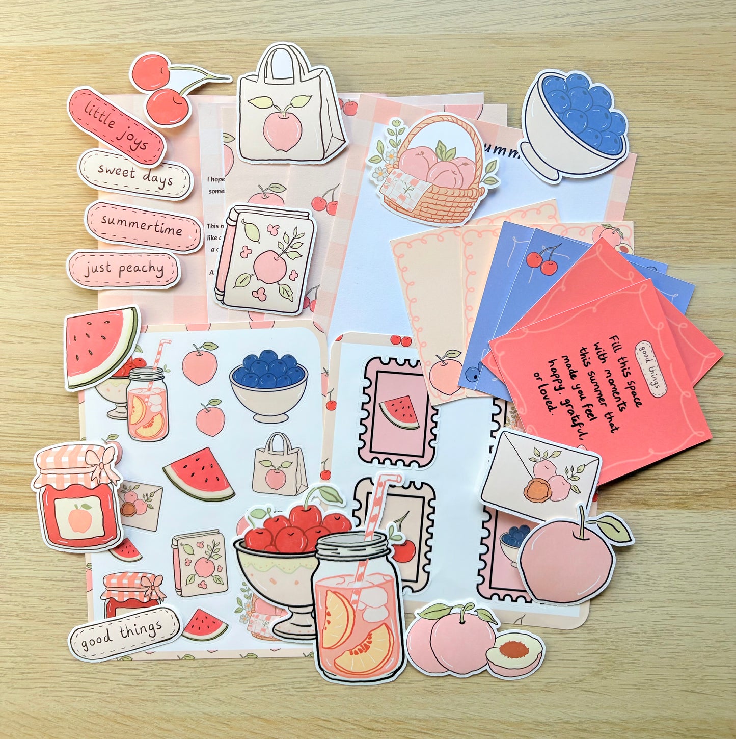 Peachy Summer Days Journaling Kit | Papers & Stickers