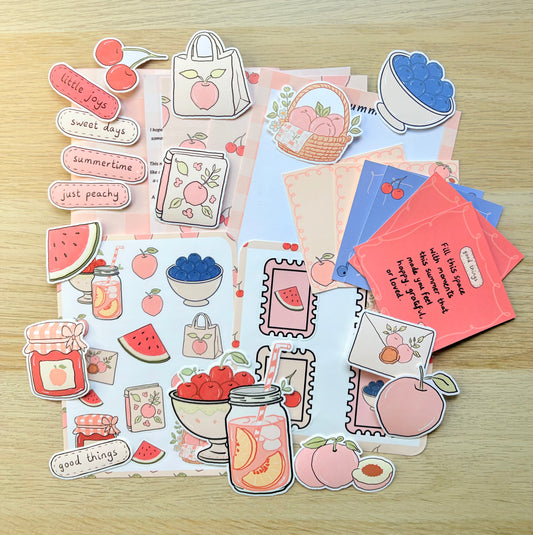 Peachy Summer Days Journaling Kit | Papers & Stickers