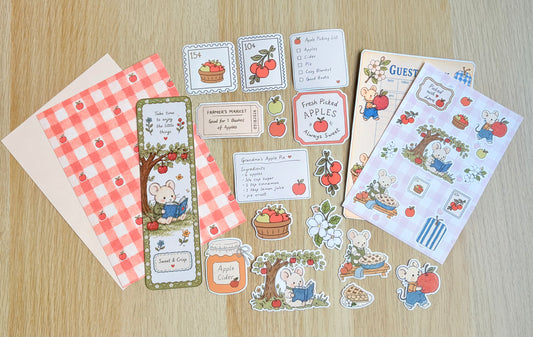 Apple Picking Journaling Kit | Fall Stickers, Papers & Bookmark