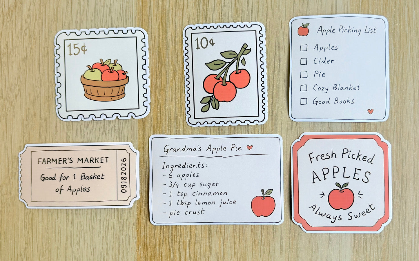 Apple Picking Journaling Kit | Fall Stickers, Papers & Bookmark