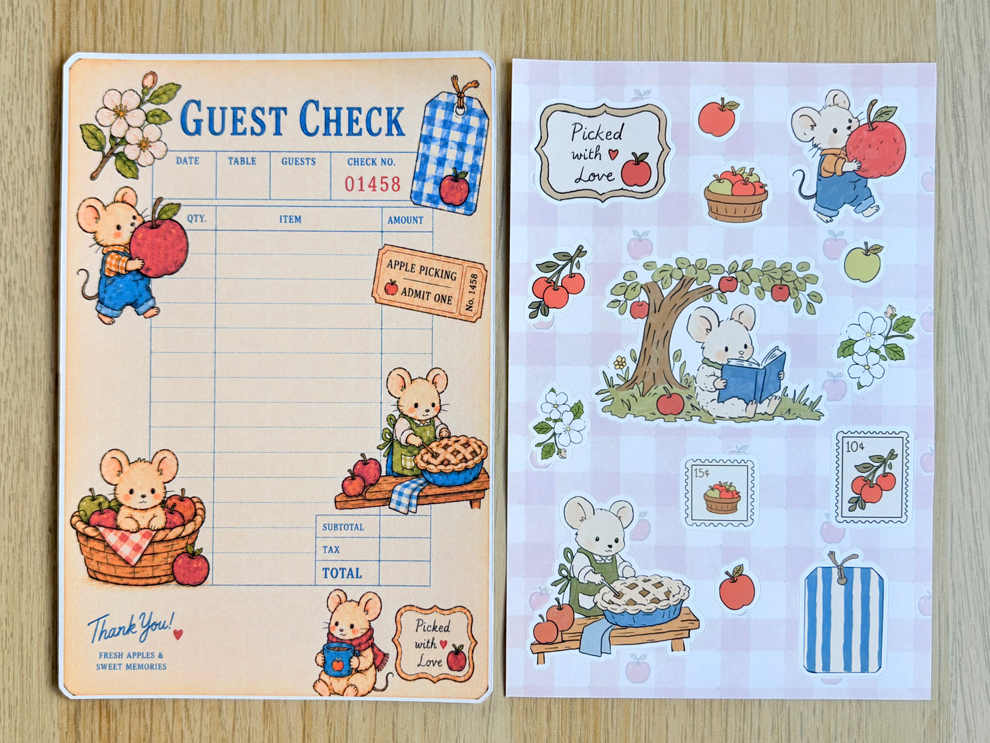 Apple Picking Journaling Kit | Fall Stickers, Papers & Bookmark