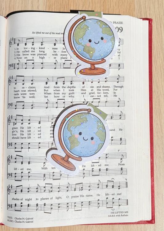 Globe Magnetic Bookmark | Holographic Travel Book Lover Gift
