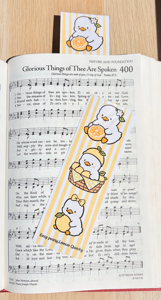 Lemon Ducks Bookmark | Cute Laminated Book Lover Gift