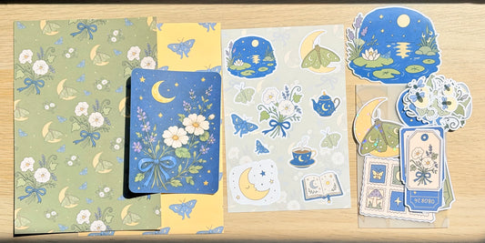 Night Garden Moonlit Notes Journaling Kit | Hand Drawn Stationery