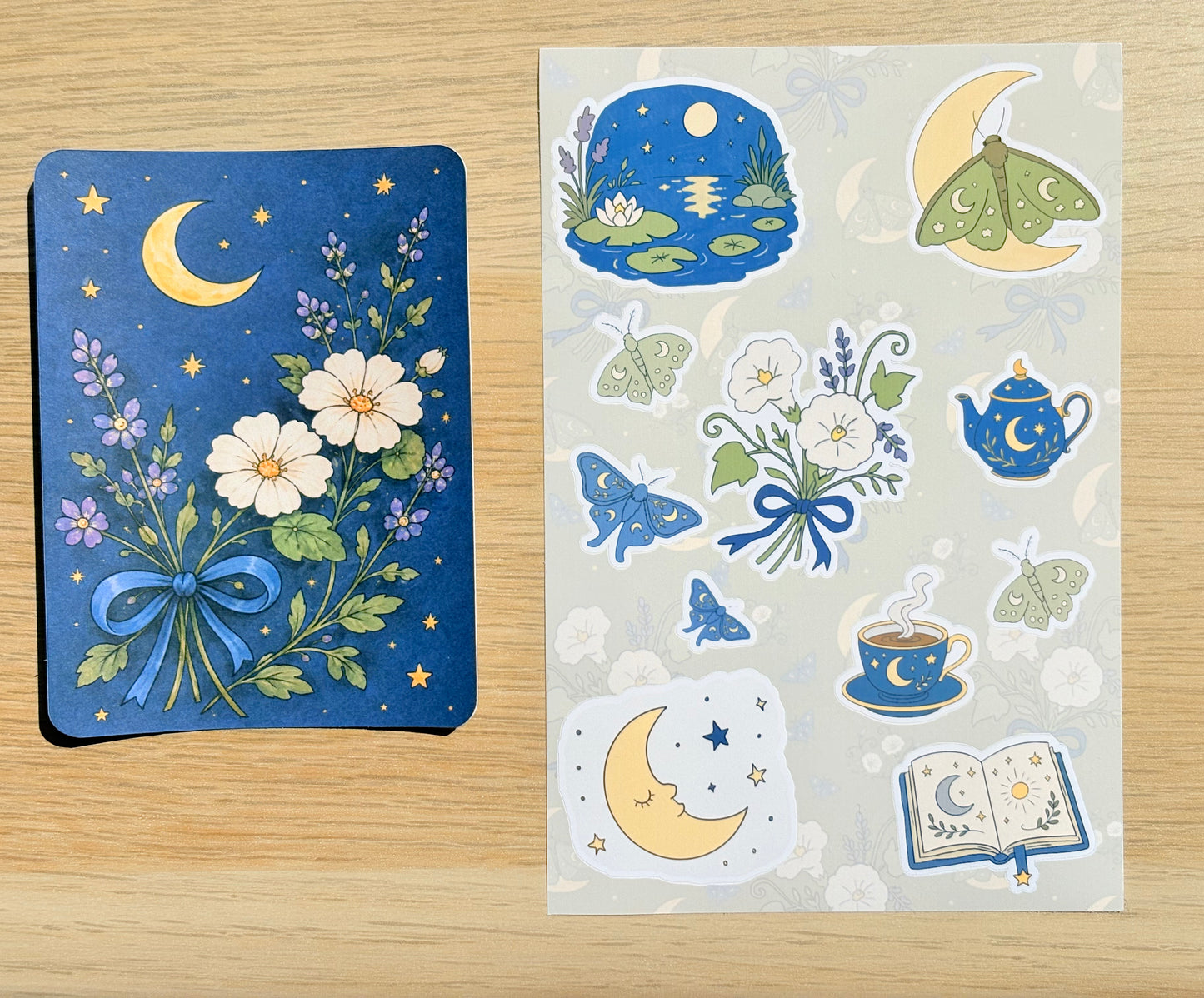 Night Garden Moonlit Notes Journaling Kit | Hand Drawn Stationery