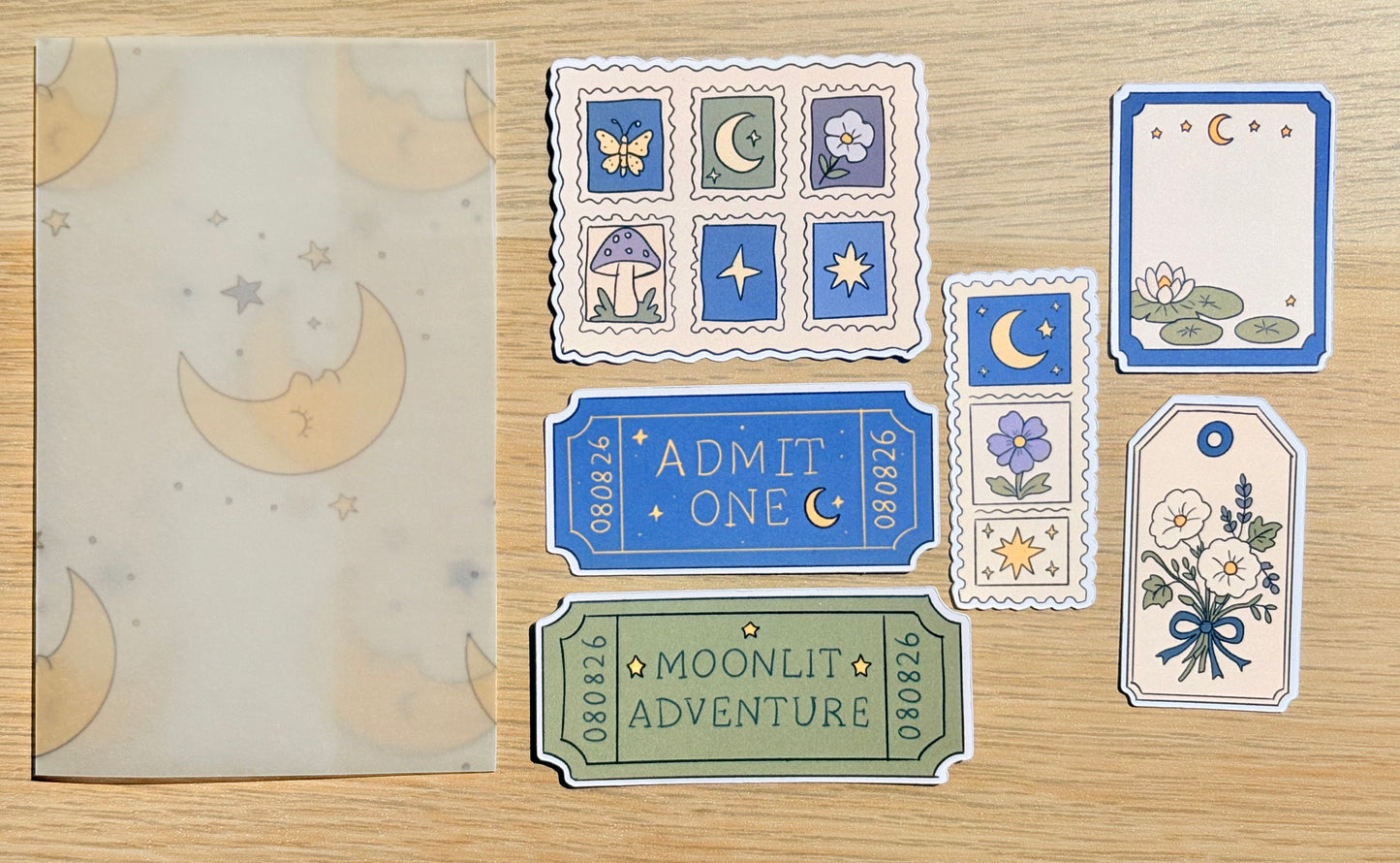 Night Garden Moonlit Notes Journaling Kit | Hand Drawn Stationery
